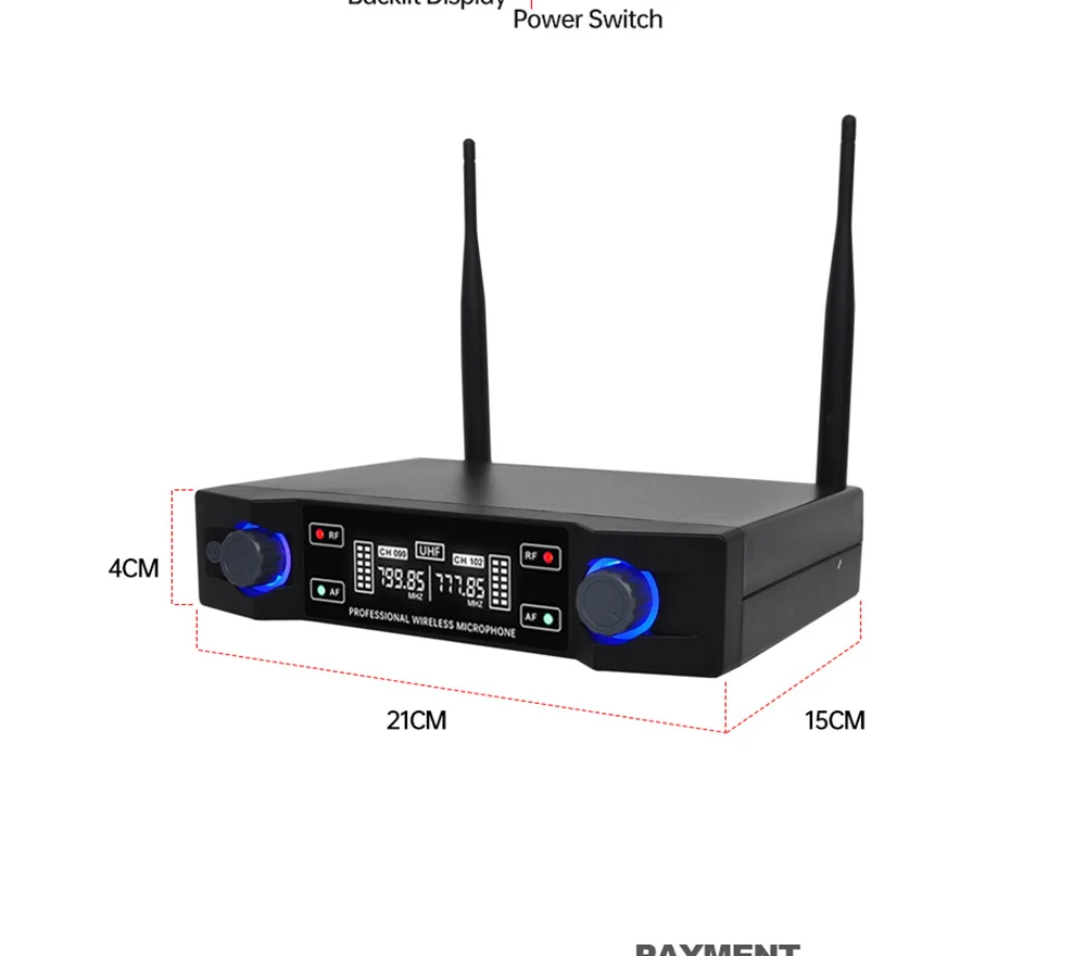 Professional wireless microphone UHF system plastic material dual channel 2 handheld microphone family stage karaoke microphone