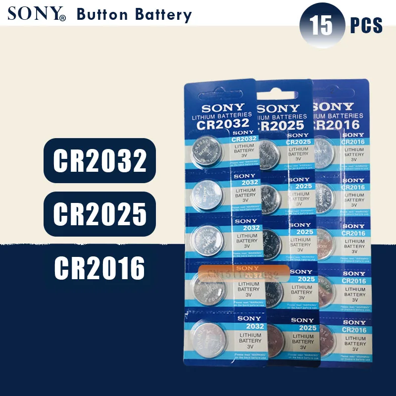 15 шт. SONY cr2032 cr 2025 cr2016 3 в кнопки сотового монета батареи для часов дистанционное управление калькулятор