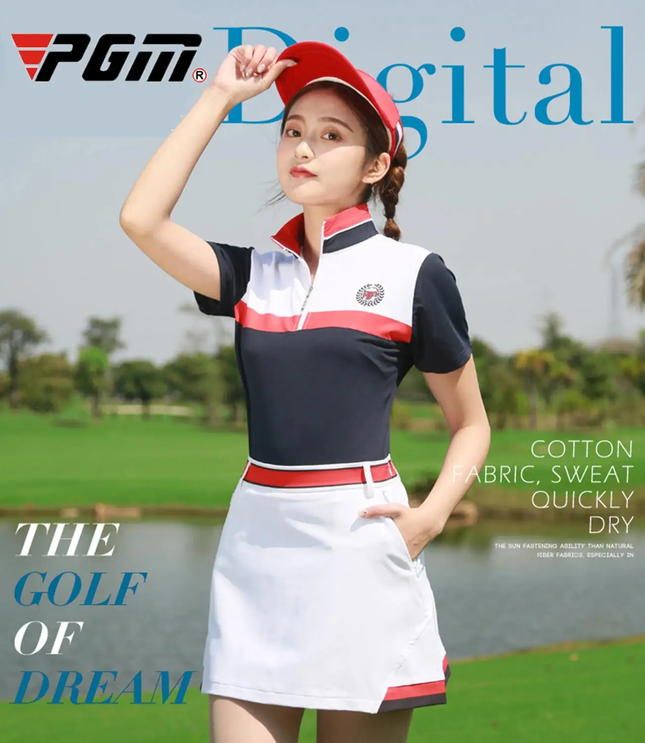 Pgm Golf Skirts Women's Golf Training Apparel Breathable Sports Action