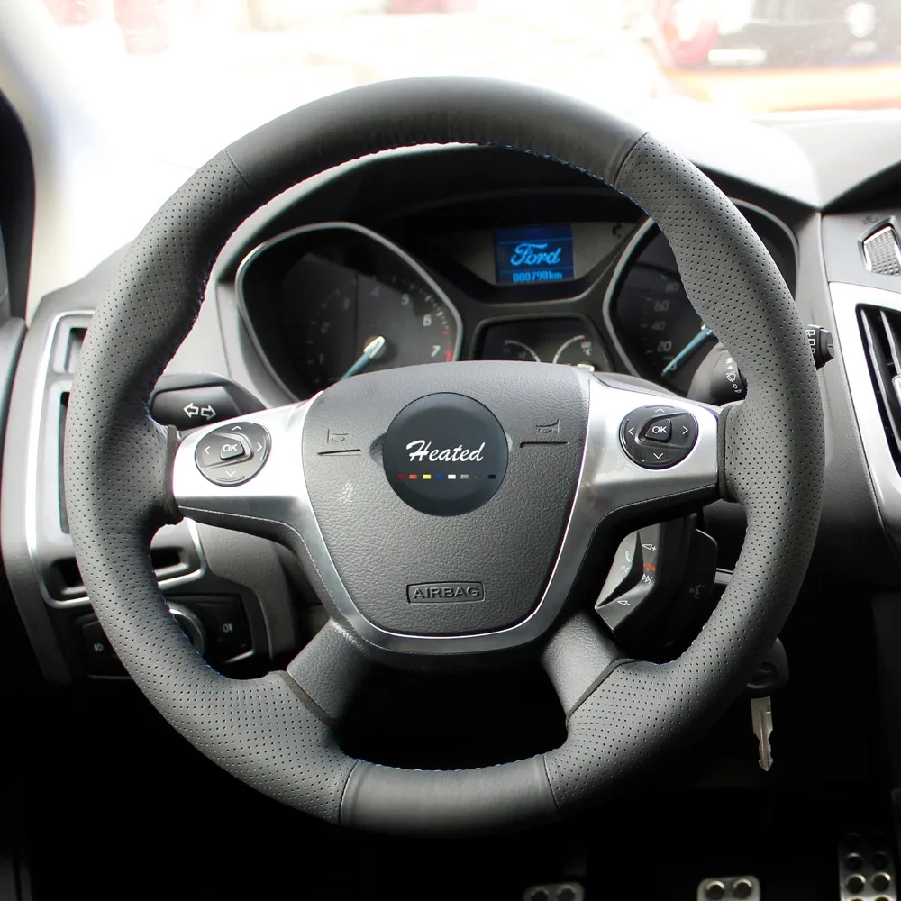 Из Микрофибры Руль Обложка для Ford Focus 3 2012 2014 Kuga Побег 2013 2016 Тюнинг автомобилей кос
