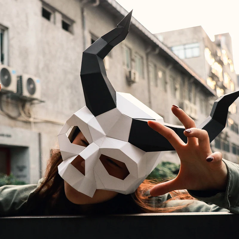 Праздничный Декор костюм для Хэллоуина бумажная маска бумага 3d Белый Черный бар фотография ужасная маска террор