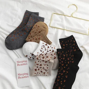 

Harajuku New Women Socks Leopard Grain Elegant Socks Long Loose Sock Autumn Winter Korea their leisure sock hot selling