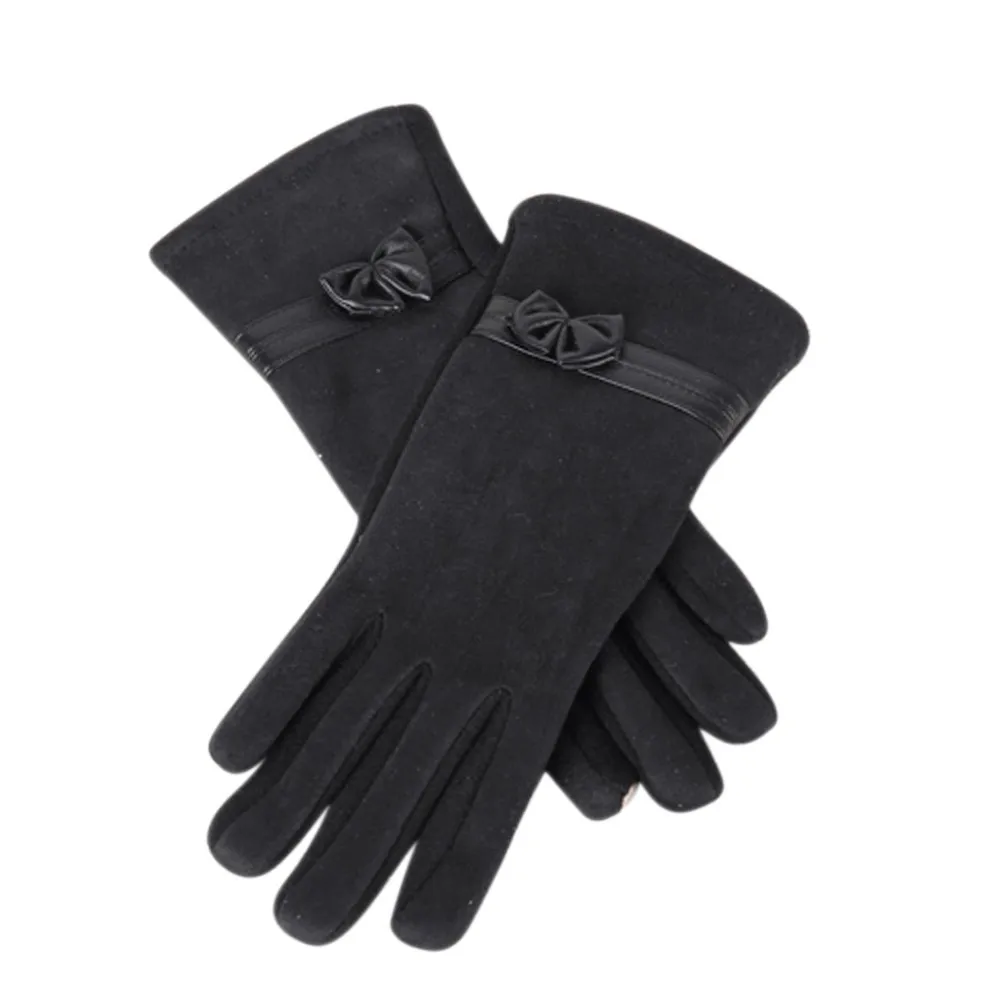 1 пара, зимние теплые перчатки для езды на велосипеде для женщин, замшевые перчатки для езды на велосипеде с сенсорным экраном, женские кожаные перчатки# X2 - Цвет: Black