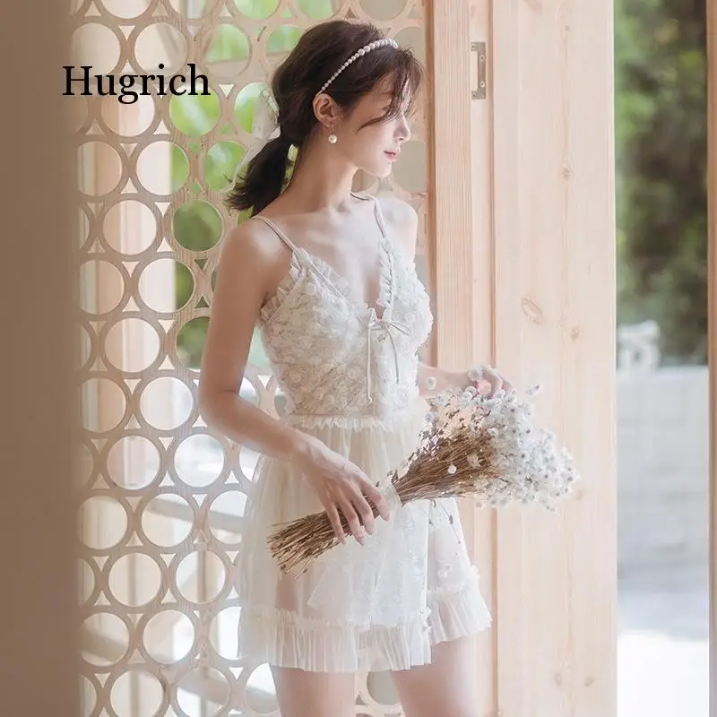 2021 New Korean Style Lace Sexy Slim Summer Beach Swimming Dress for Grils