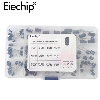 

120pcs/lot 12values 1uF-470uF Aluminum Electrolytic Capacitor Assortment Kit 16V-50V electrolytic capacitors assortment box set