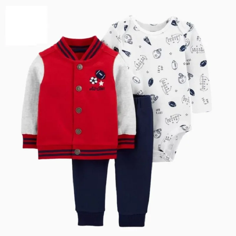 Baby Boy Clothes Long Sleeve patchwork jacket+romper+pants 2021 new born girl costume spring newborn set outfit fashion 6-24M Baby Clothing Set discount