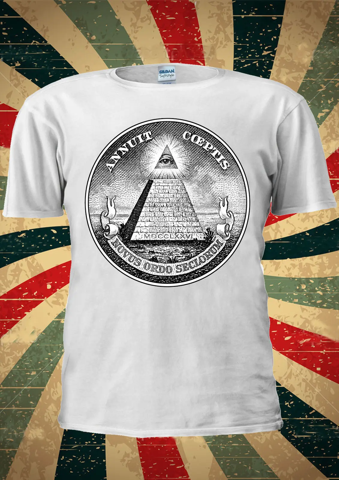 Illuminati Mason Masonic Dollar Pyramid Eye T Shirt Men Women Unisex Short Sleeves Cotton T-Shirt Free Shipping TOP TEE | Мужская одежда