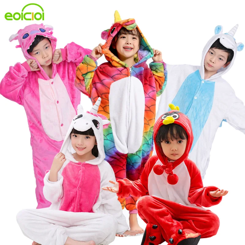 кигуруми пижамы для девочек Зимние детские Фланелевые с изображением тигра и