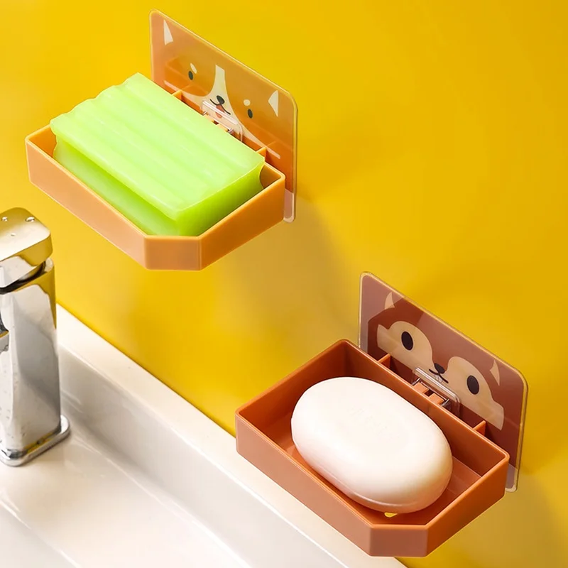 

1pcs Creative cartoon soap box bathroom shelf storage soap box drain soap box toilet punch-free soap box Bathroom Accessories