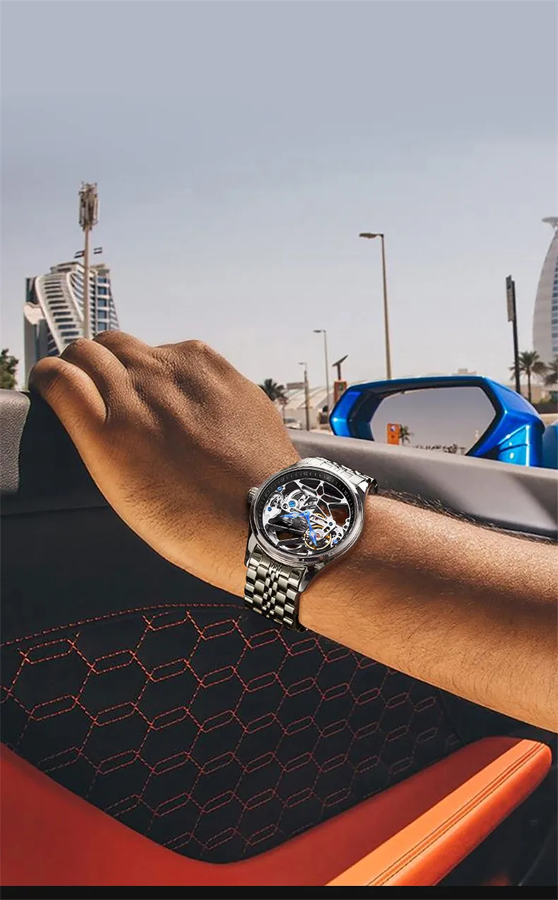 AILANG Luxury Business Watch Men's Automatic Watches For Men Skeleton Hollow Tourbillon Wristwatch Waterproof Relogio Masculino