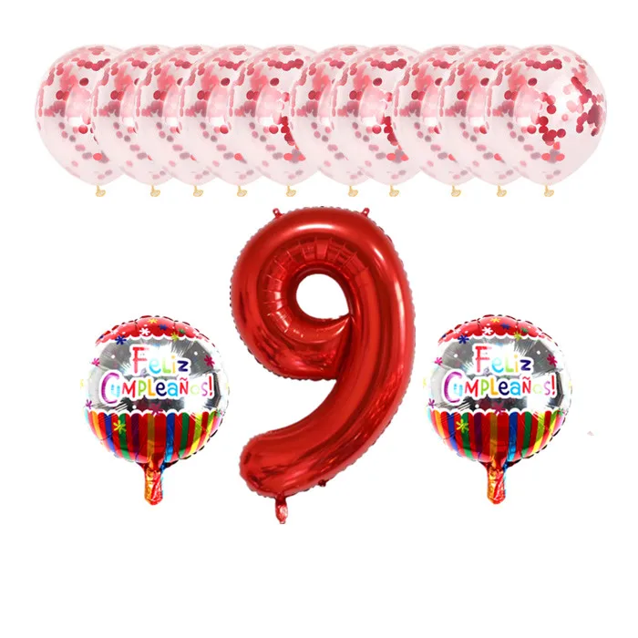 13 шт./компл. испанский Feliz cumpleañ вечерние декоративные шары для малышей и детей постарше 1st на день рождения цифровой воздушные шары конфетти надувной воздушный шар - Цвет: as picture