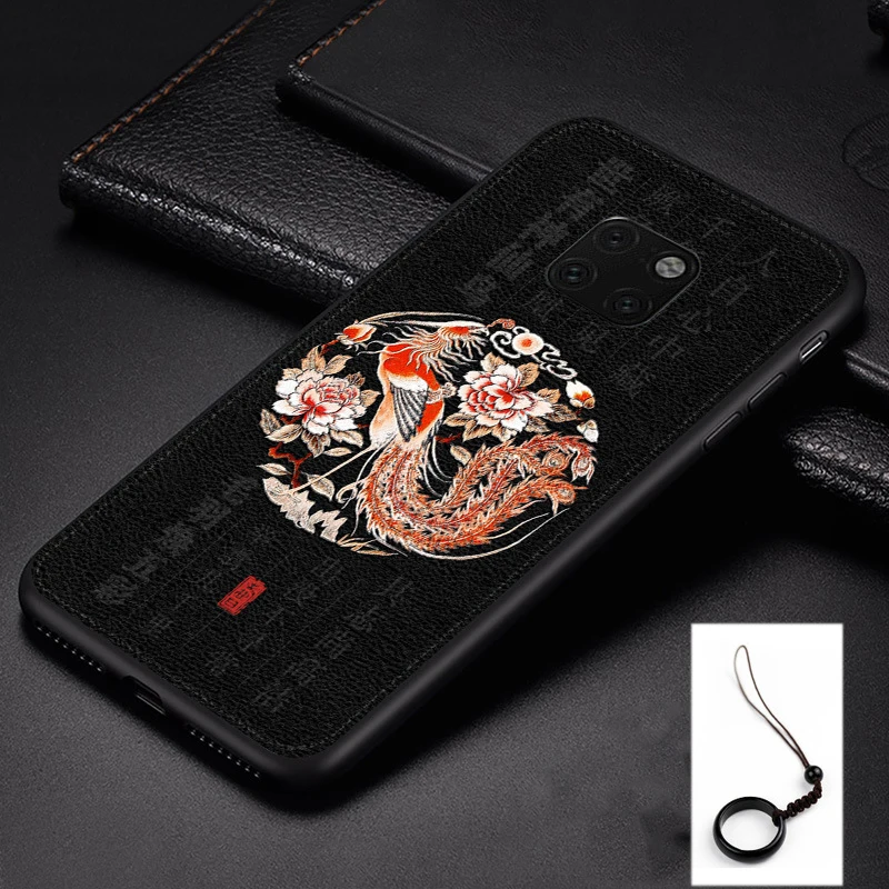 For Huawei P30 P30 Pro Mate 20 20X Honor 20 Pro 20i Lite Nova 5T Case Antifingerprint Shockproof PU Leather Embossed Cover Funda - Цвет: Phoenix