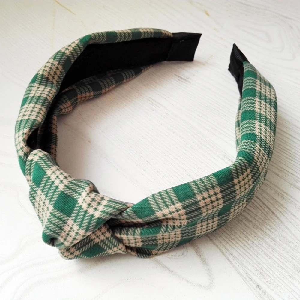 2019 New Fashion Bohemia Hair Accessories Plaid Hairband Headband For Women Headwear Elastic Knotted Hair Band Wholesale 903