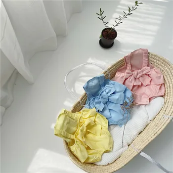 

Summer Infant Cute Bowknot Strap Bodysuits