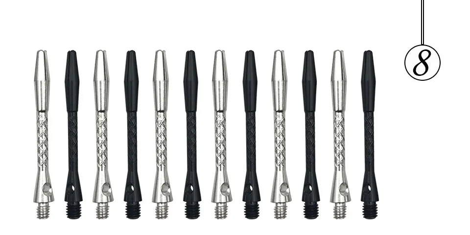 Easytoday 24Pcsset Darts Accessories High Quality Darts Shafts Aluminum Standard 45mm Pattern Black and White Shafts Darts (9)