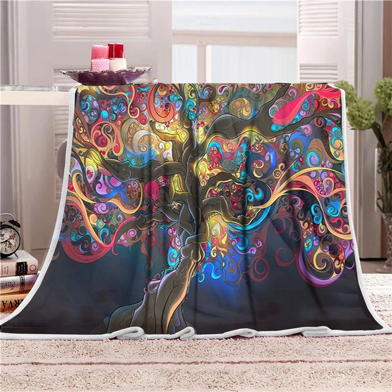 Multicolored tree Plush Throw Blanket Floral Print Cashmere Blanket Warm Blankets plush 3D digital printed blanket