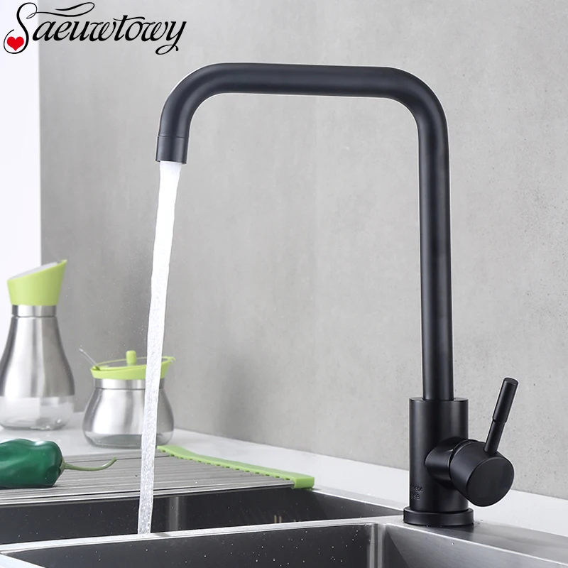 Grifo de latón negro giratorio de 360 ° para cocina, fregadero de un solo Mango, Vintage, Torneira, Envío Gratis