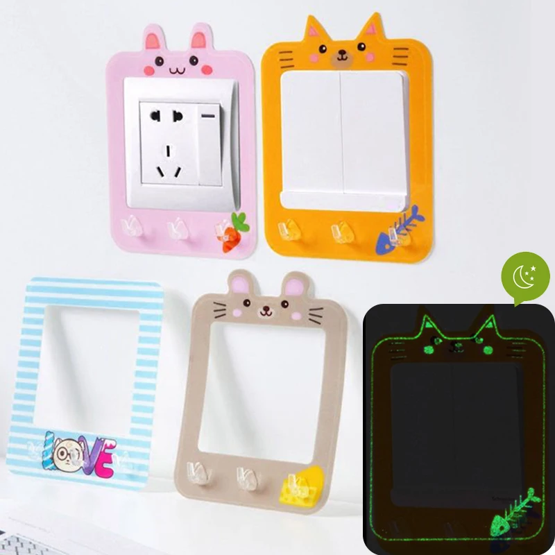 

Multifunction Luminous On-off Switch Sticker Cute Animal Washable Outlet Sticker with Pothook Kids Room Home Decor Wall Stickers