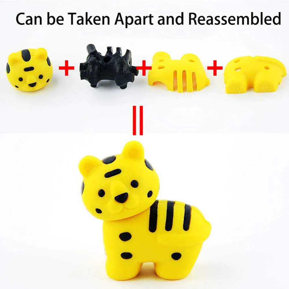 60/Pcs Creative Cute Animal Eraser Individual Package Detachable Eraser Student Prize Stationery Wholesale 5