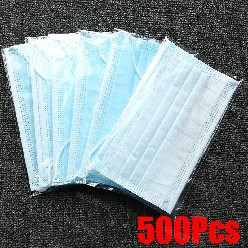 Disposable Adults Face Masks Individual Package Sanitary Safe 10-500pcs 3 Layer Ply Filter face mask