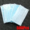 10-500pcs Disposable Adults Blue Face Masks individual package Sanitary safe mascarillas mask 3 Layer Ply Filter masque mask 1