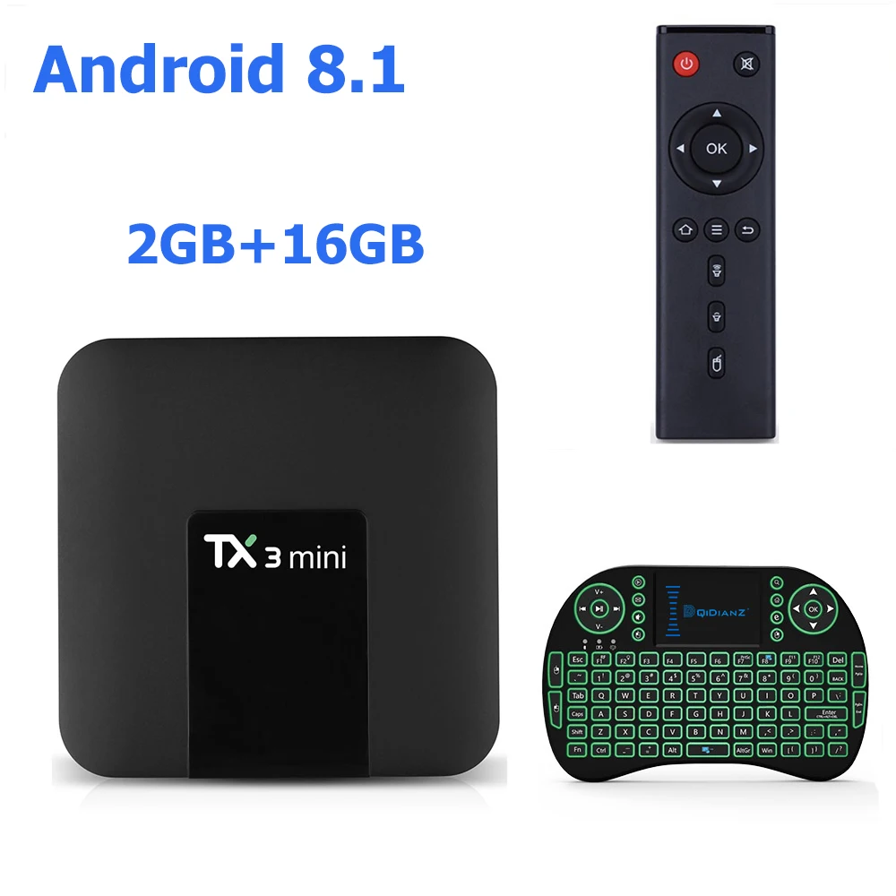 2G 16G-Keyboard TX3 Мини Смарт ТВ приставка S905W четырехъядерный 2,4 ГГц WiFi Android 8,1 поддержка 4K Netflix YouTube медиаплеер TX3mini телеприставка - Цвет: 2G 16G-Keyboard