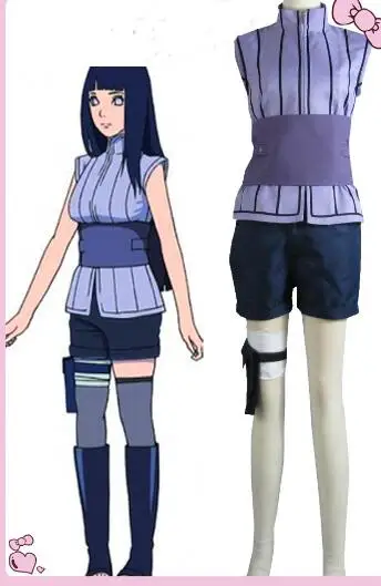 Аниме Naruto The Last Хьюга Хината Косплэй костюм с рисунком топ и штаны поясом полный