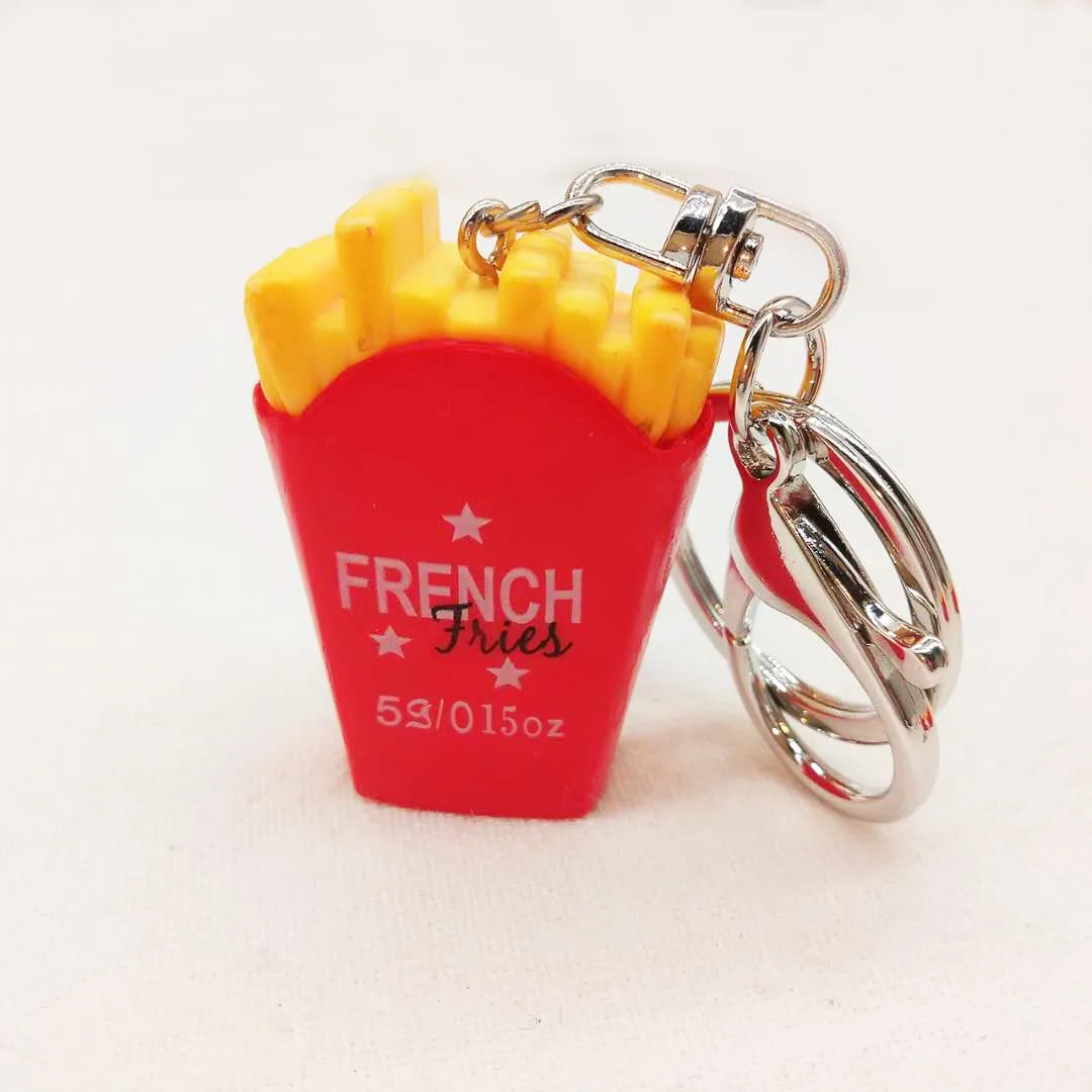 

Model Food French Fries Keychain Pendant Car Key Ring Accessories Creative Small Pendant Gift a Generation of Fat