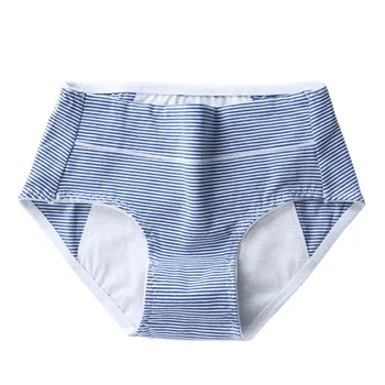 

Casual Simple Stripe Underpants For Teen Period Cotton Briefs