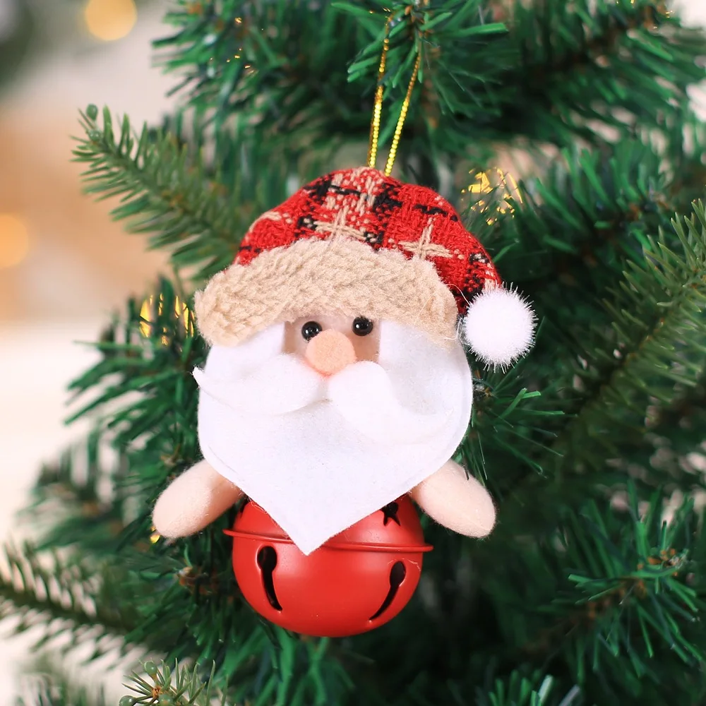 Santa bell 1 Рождественская елка украшения Лось Снеговик Санта подвеска с бубенчиками Noel украшения Рождественские украшения для дома Новогодний Декор подарки - Цвет: Santa bell 1