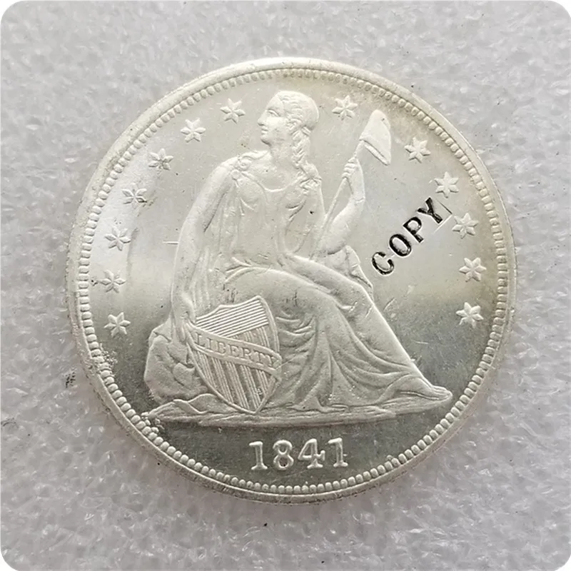 1841 UNC USA 1840-186" Seated Liberty" 1 Dollar UNC copy coins medal-replica coins collectibles - Цвет: 1841