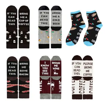 

Unisex If You Can Read Tacos Wine Beer Crew Socks Funny Letters Cotton Hosiery