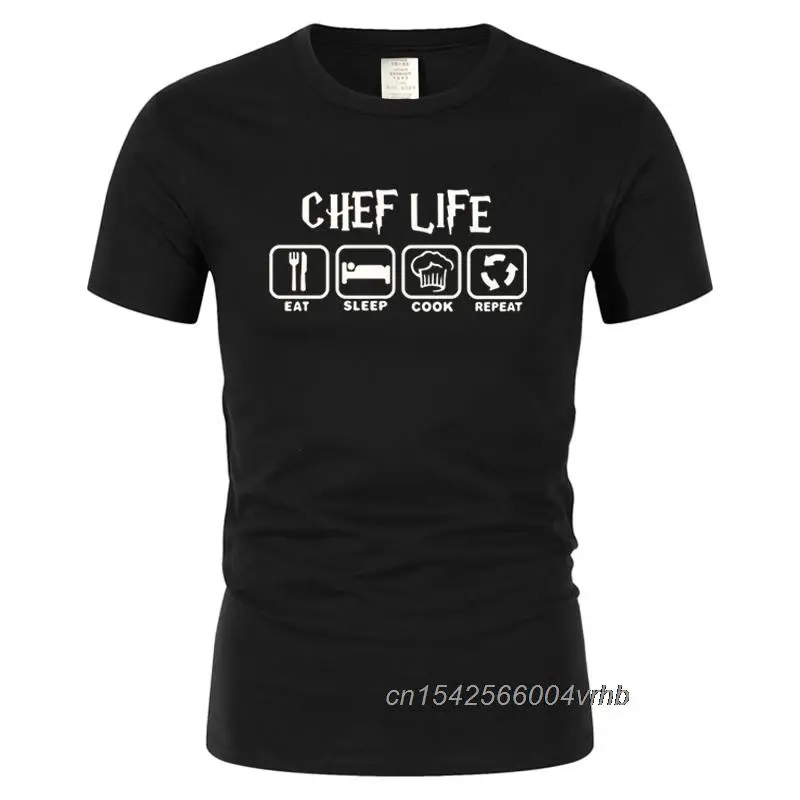 Funny Cool Eat Sleep Cook T Shirts Men Summer Style Short Sleeve Cotton Chef Life T-shirt Harajuku Casual O-Neck Tops Camisetas |