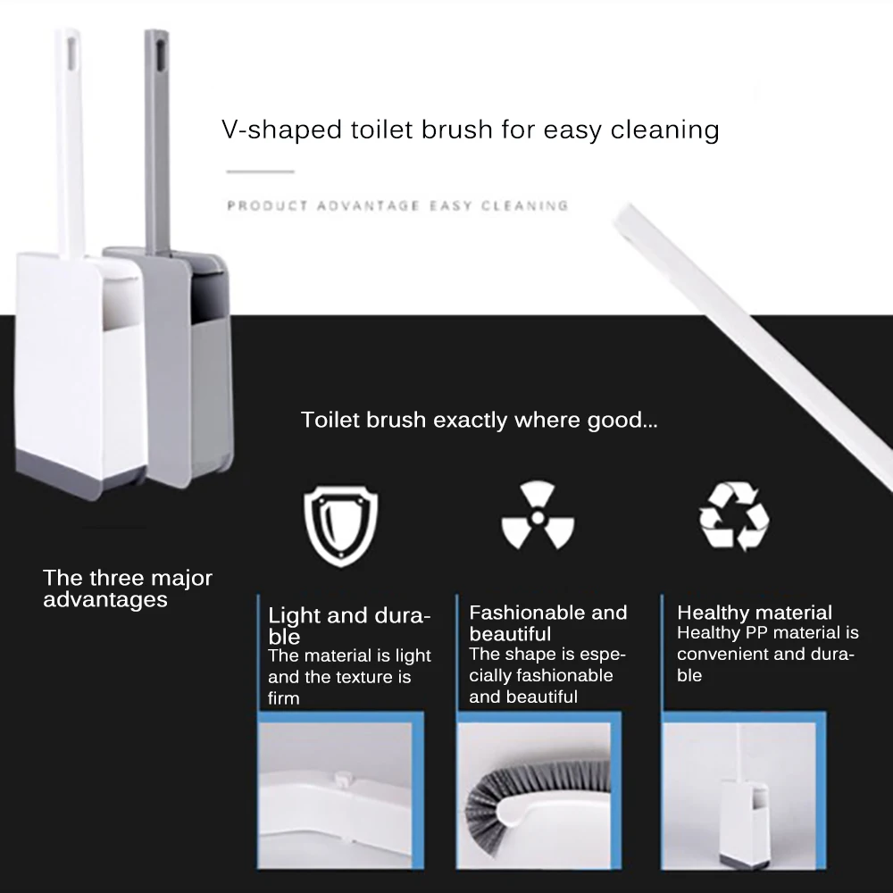 1 Pc Toilet Brush Plastic Long Handle Curved Plastic Toilet Cleaning Brush Corner Rim Cleaner Bathroom Home Cleaning Tools