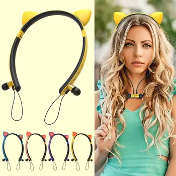 

Support Dropshipping Wireless Magnetic Luminous Cute Cat Ear Shape Headphone In-ear Stereo Headset wireless earphones