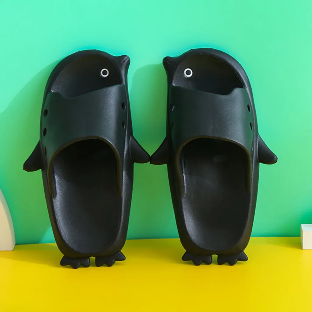 Милые домашние тапочки с пингвинами для родителей и детей Нескользящие бассейна