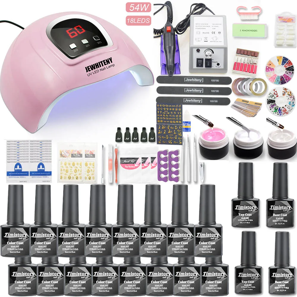 Günstige Nagel set 120 W 54 W UV LED Lampe Gel Nagellack Set KIt   Elektrische Nagel Bohrer Nagel kunst Werkzeuge Maniküre Set Nagel Verlängerung kit