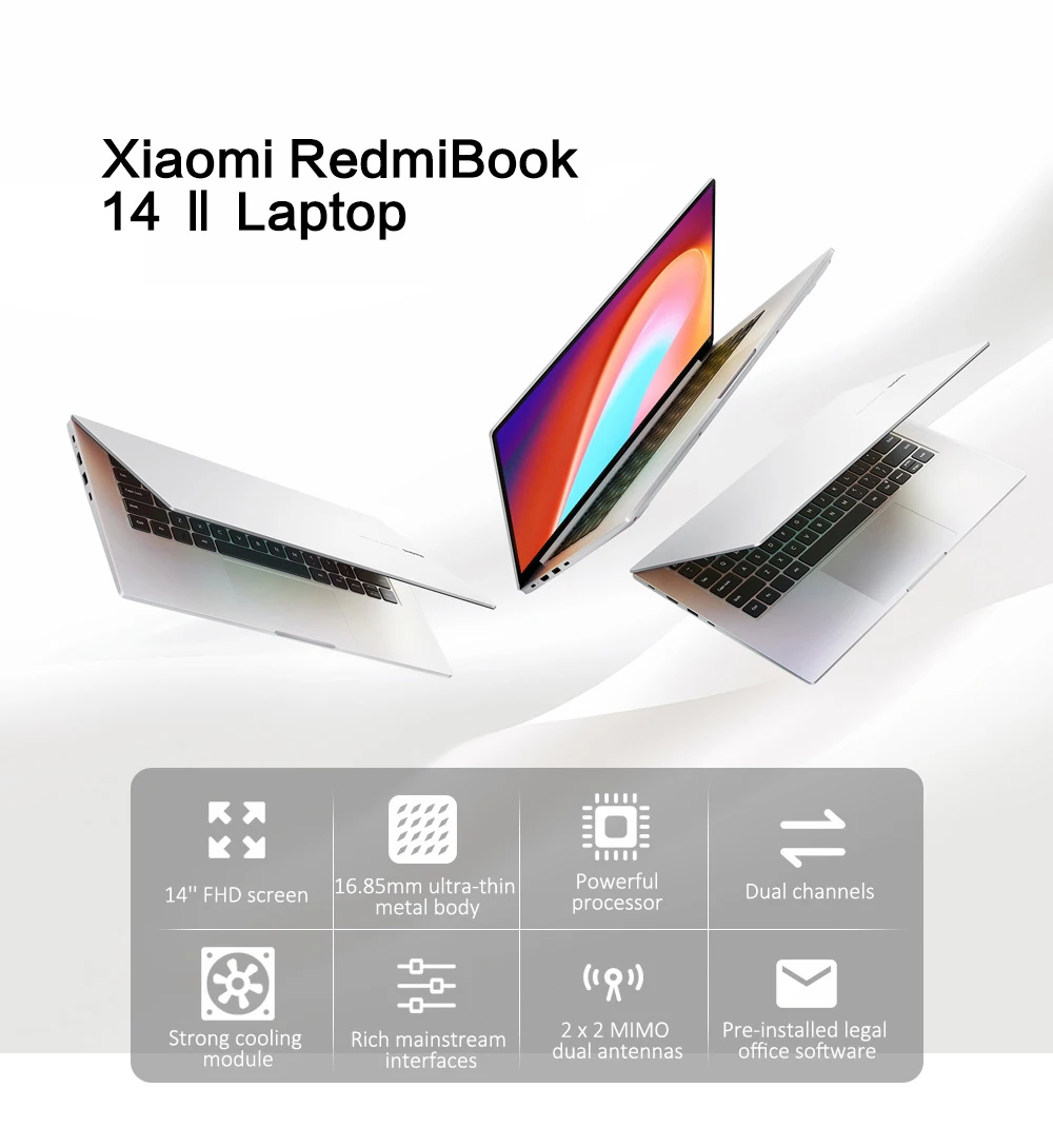 Xiaomi RedmiBook 14 Ⅱ 14-inch FHD Laptop 8-core 8GB RAM 512GB ROM 40Wh Battery 11h Long Endurance