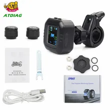 ЖК Беспроводная система контроля давления в шинах мотоцикла TPMS 2 Внешний датчик Монитор в реальном времени Аномальная сигнализация мото шина инструмент PSI