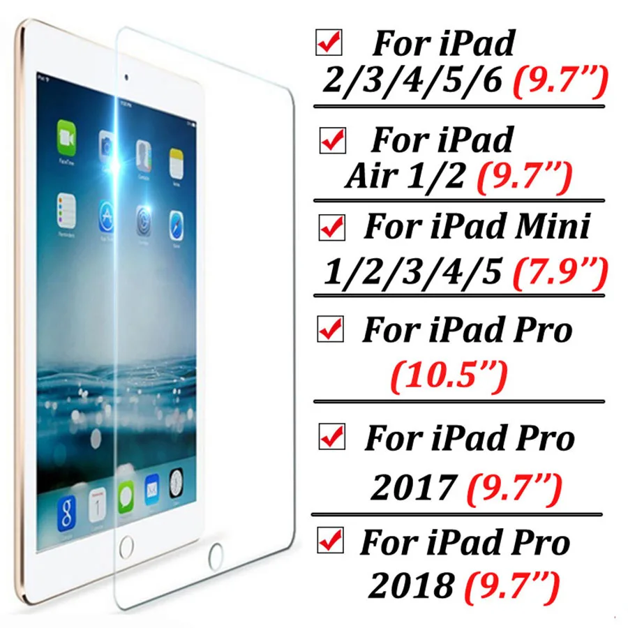 9H Защитное стекло для Ipad на мини 1 2 3 4 5 Air Pro 9,7 защита экрана 10,5 Air1 Air2 7,9 дюймов закаленное стекло