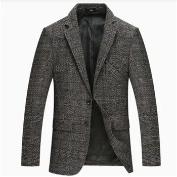 

2018 Autumn Winter New Men Casual Business Blazer Wool Suit Jacket Slim Outwear M-4XL