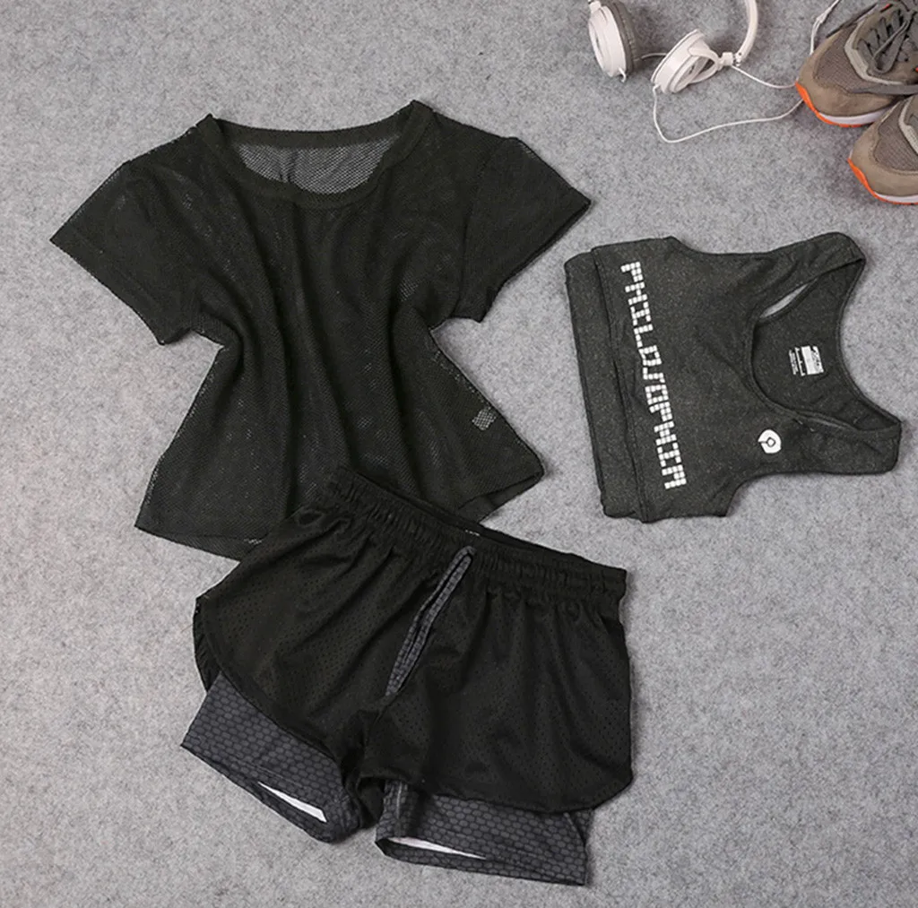 Комплект из 3 предметов, Женский костюм для йоги, одежда для фитнеса, спортивная одежда для женщин, спортивная одежда для тренировок, спортивный костюм для бега, комплекты для йоги, A13