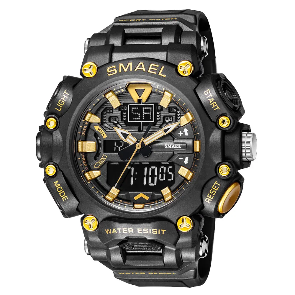 SMAEL Men Sport Watch Olive Digital Quartz Watches Waterproof Auto Date Chronograph Electronic Wristwatch часы мужские reloj8053 