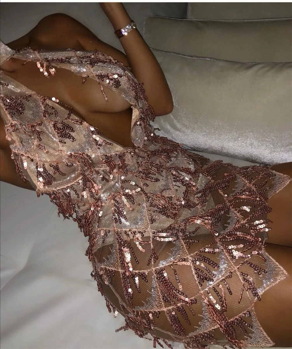 2019 Autumn Sexy Deep V-Neck Women Dress Sequined Sleeveless Strap Night Club Evening Party Dress WOmen Backless Bodycon Vestito 2019 Autumn Sexy Deep V-Neck Women Dress Sequined Sleeveless Strap Night Club Evening Party Dress WOmen Backless Bodycon Vestito