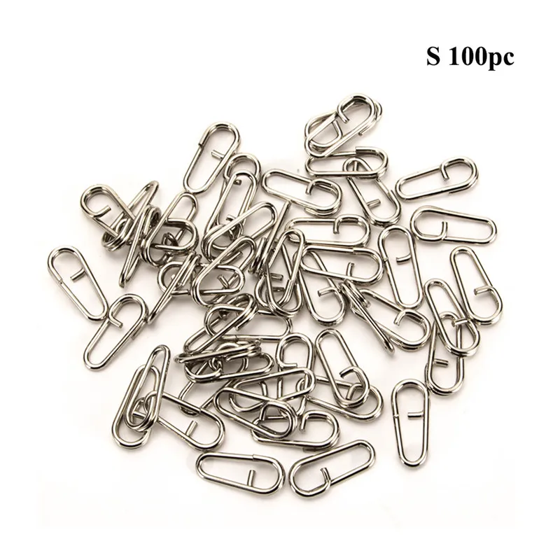 100pcs small 50 шт./лот, поворотные изогнутые овальные кольца 16 мм, 18 мм, 21 мм, приманка, рыболовные снасти, Стальные рыболовные приманки, сплит - Цвет: 100pcs small