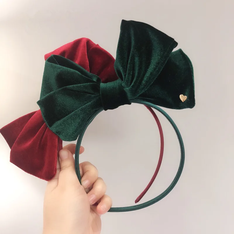 Christmas Hairbands Oversize velvet bow hair band For Women Girls Lovely Cartoon Antlers Headband Hair Accessories Photo props