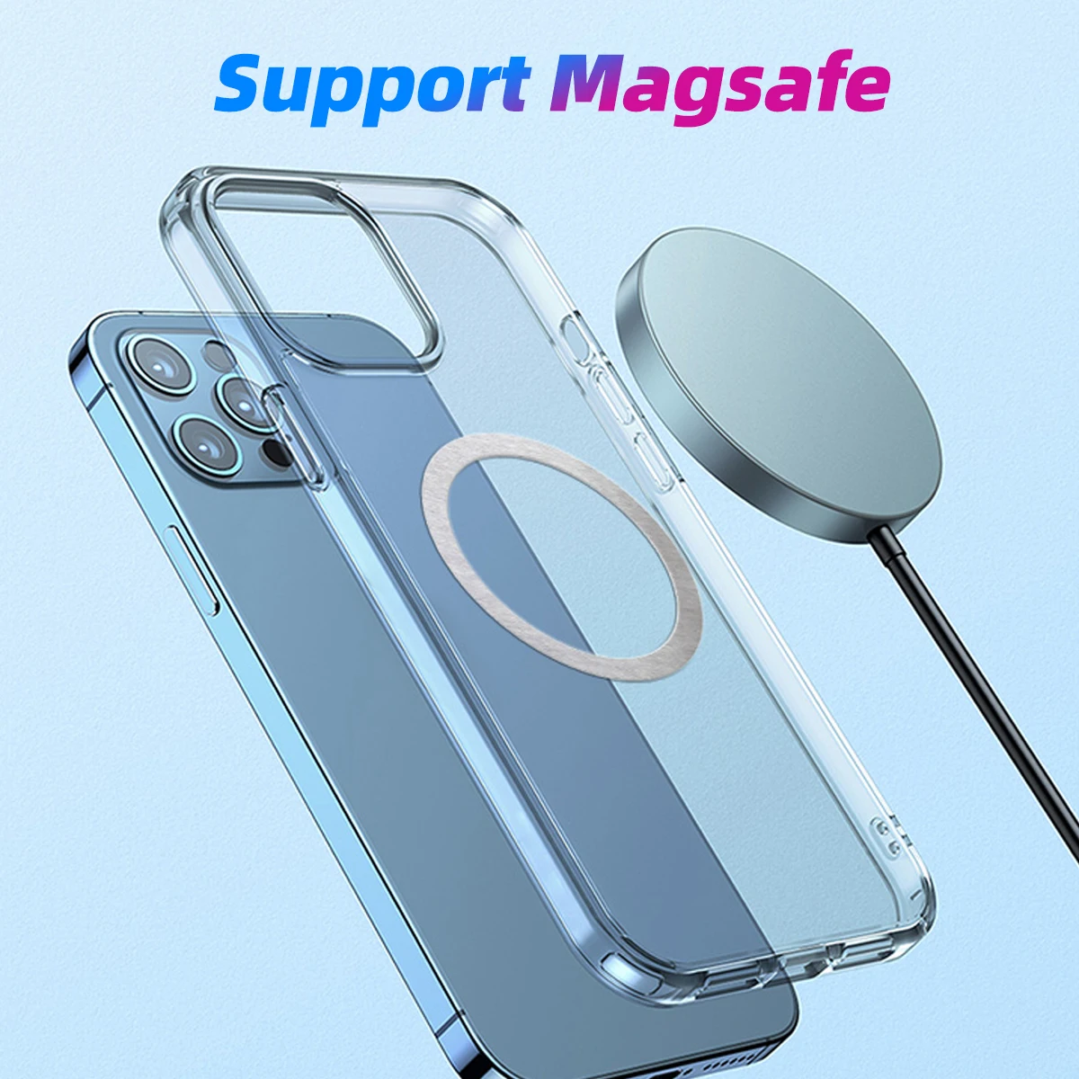 1pc/5pcs For Magsafe Wireless Charger Sticker For iphone 13 Pro Max 12 Mini Mobile Phone Metal Iron Magnetic Charging Ring Sheet cell phone stand for desk