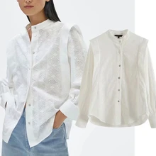 

Dave&Di Indie Folk Vintage Embroideried Butterfly Sleeve White Elegant Blusas Mujer De Moda 2021 Shirt Enlgand Blouse Women