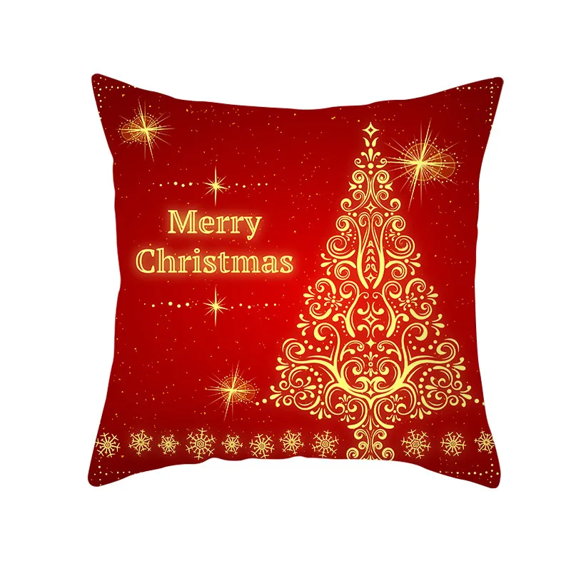 Fuwatacchi Red Printed Cushion Cover Christmas Gift Decorative Pillow Covers for Home Sofa Polyester Throw Pillowcases 45*45cm - Цвет: PC11730