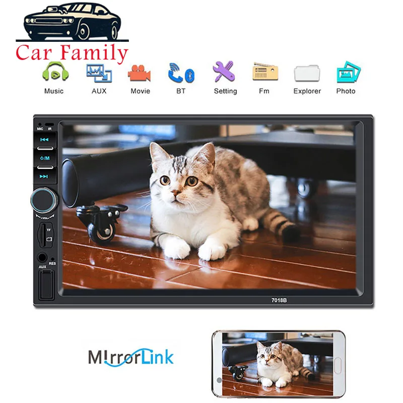 

2DIN 7 Inch Autoradio 7018b HD Touch Screen Car Radio Coche Recorder Car Stereo Bluetooth USB Rear View Camera MP5 Player